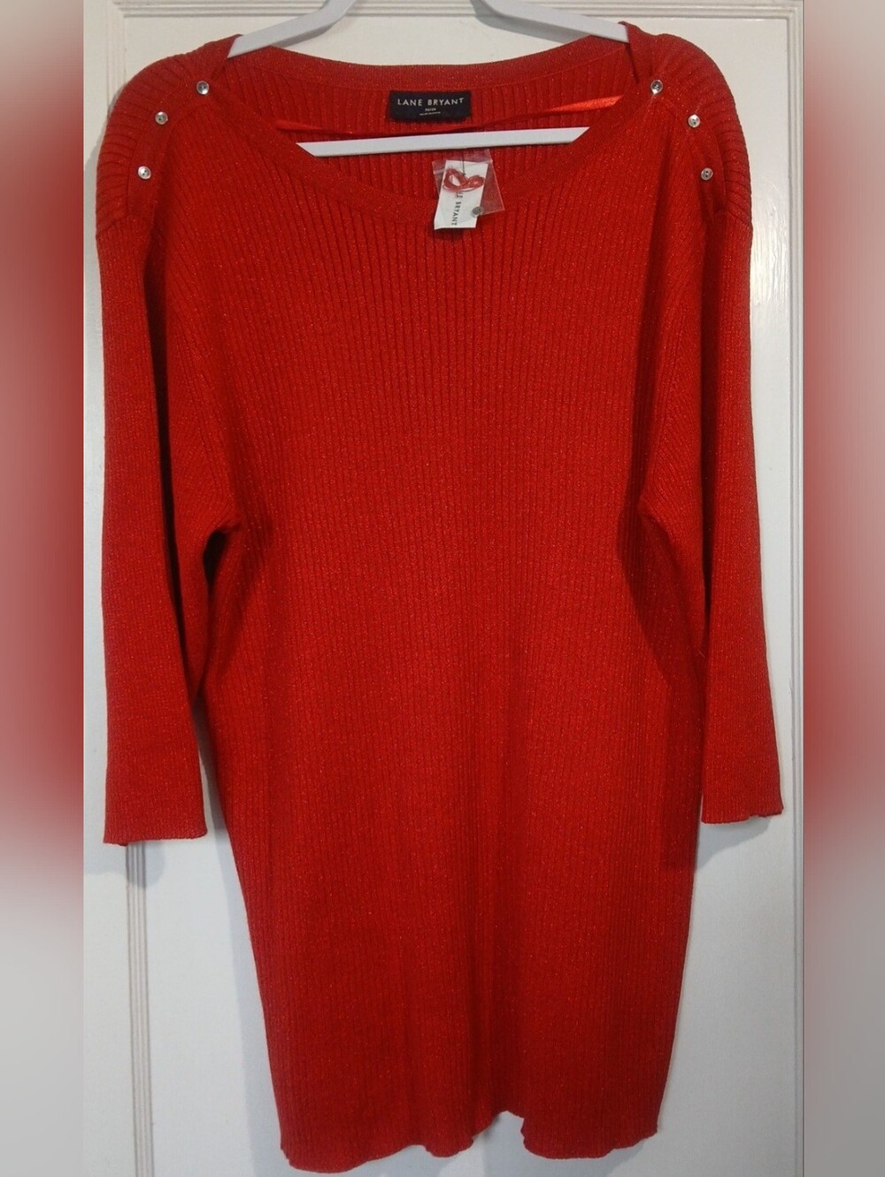 Lane Bryant Red Sparkly Ribbed Tunic Sweater NWT - Picture 5 of 7